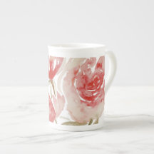 Caneca alta das peônias cor-de-rosa