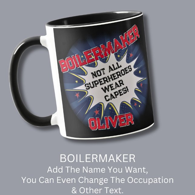 Caneca Alterar texto do nome, BOILERMAKER, nem todos os s (Criador carregado)