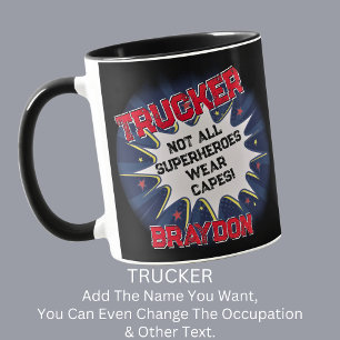 Caneca Alterar texto do nome, TRUCKER, nem todos os super
