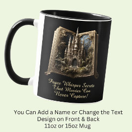 Caneca Alterar Texto, Páginas Segredos Sussuros, Livro 3D