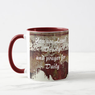 Caneca amada com aspecto de cerâmica gotejada