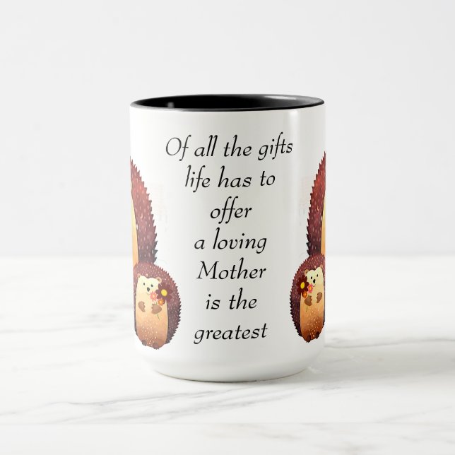 Caneca Amando a Mãe Citando Jardinagem Hedgehog Mãe e beb (Centro)