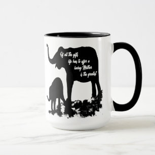 Caneca Amando os Elefantes de Citação da Mãe