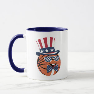 Caneca Amante de Basquete Bandeira EUA Basquete Patriótic