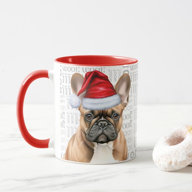 Caneca Amante de Bulldog Francês Fofo Natal (Com Donut)