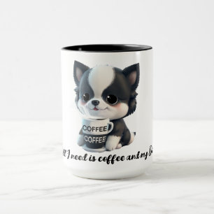 Caneca Amante de café Cachorro amante preto e branco