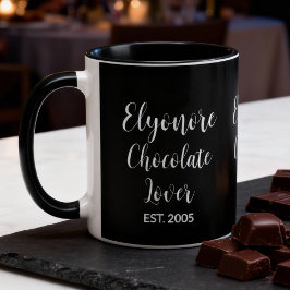 Caneca Amante de Chocolate Branco Nome Personalizado Est