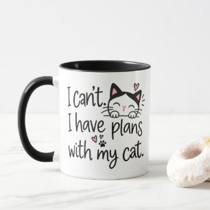 Caneca Amante de Gatos Divertido Não Posso Tenho Planos C