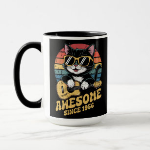 Caneca Amante de Gatos Ukulele de Aniversário Vintage 195