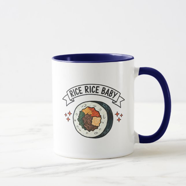 Caneca Amante de Kimbap Fofo Frase Engraçada de Comida Co (Direita)