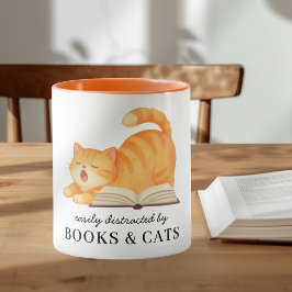 Caneca Amante de Livros e Gatos Dizer Engraçado de Livros