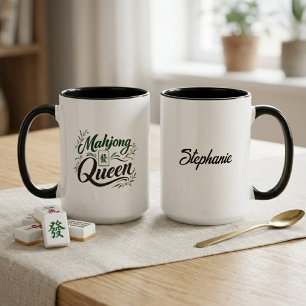 Caneca Amante de Mahjong Floral Botânica Rainha
