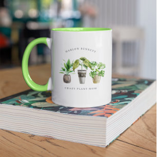 Caneca Amante de Plantas Aquarela Vasos de Plantas Mono