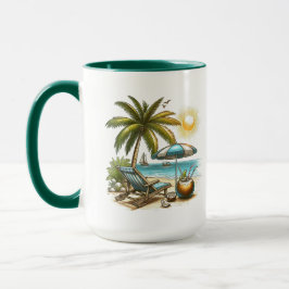 Caneca Amante de praia Grande Combo Cerâmico