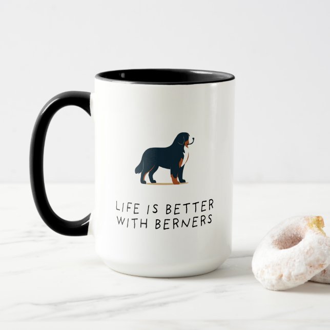 Caneca Amante do Cão de Montanha Bernês (Com Donut)