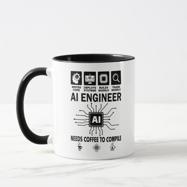 Caneca Amante Engenheiro de IA Engraçado Precisa de Café  (Esquerda)