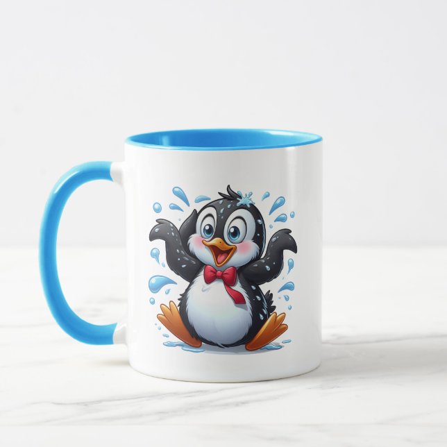 Caneca Amantes da praia do Pinguim bonitinho adicionam mo (Esquerda)