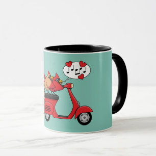 Caneca Amantes de Cardinal Vermelho no Patinete