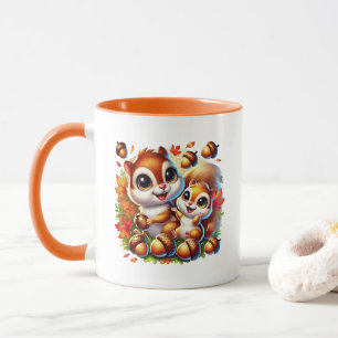 Caneca Amantes de esquilos da temporada de outono fofos