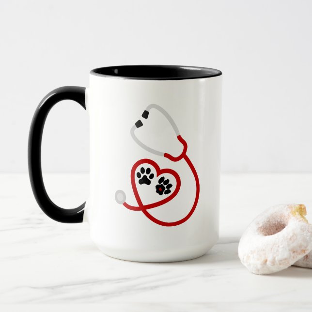 Caneca Amantes de os animais Veterinários Cute adicionam  (Com Donut)
