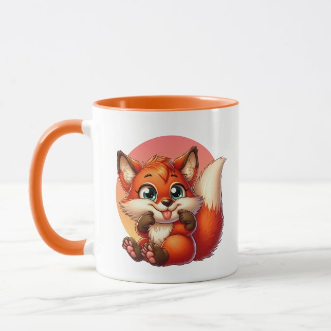 Caneca Amantes de raposas fofas adicionam monograma  (Esquerda)