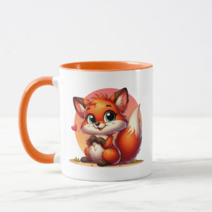 Caneca Amantes de raposas fofas adicionam monograma