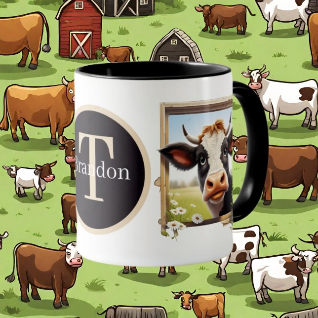 Caneca amantes de vacas bonitas adicionam monograma (Criador carregado)