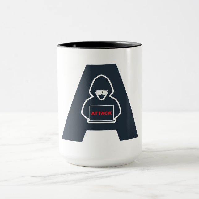 Caneca Amantes dos hackers! Ou a ameaça de ataque (Centro)