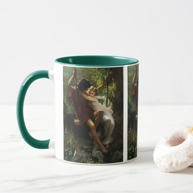 Caneca Amantes em um Swing. Primavera por Pierre Auguste  (Com Donut)