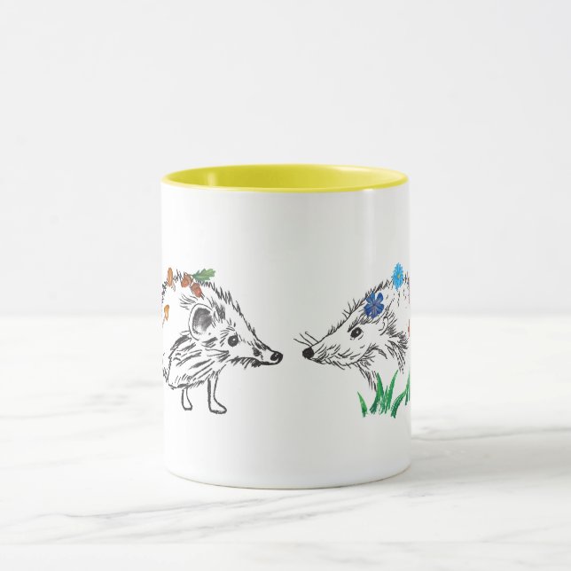 Caneca Amar Hedgehogs Desenho de outono (Centro)