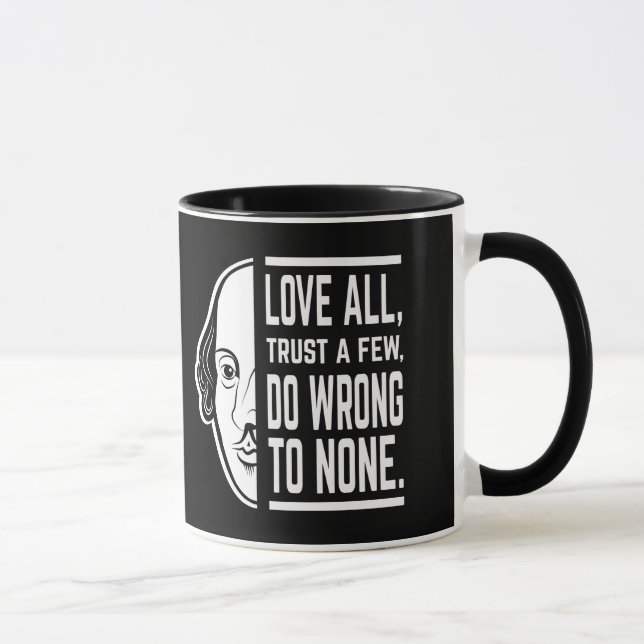 Caneca Amar Todos Confiem Alguns Shakespeare Citando Thes (Direita)