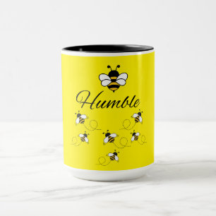 CANECA AMARELA BRANCA CERÂMICA 450 ML. ABELHA HUMI