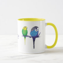 Caneca amarela do papagaio do pássaro de Budgie