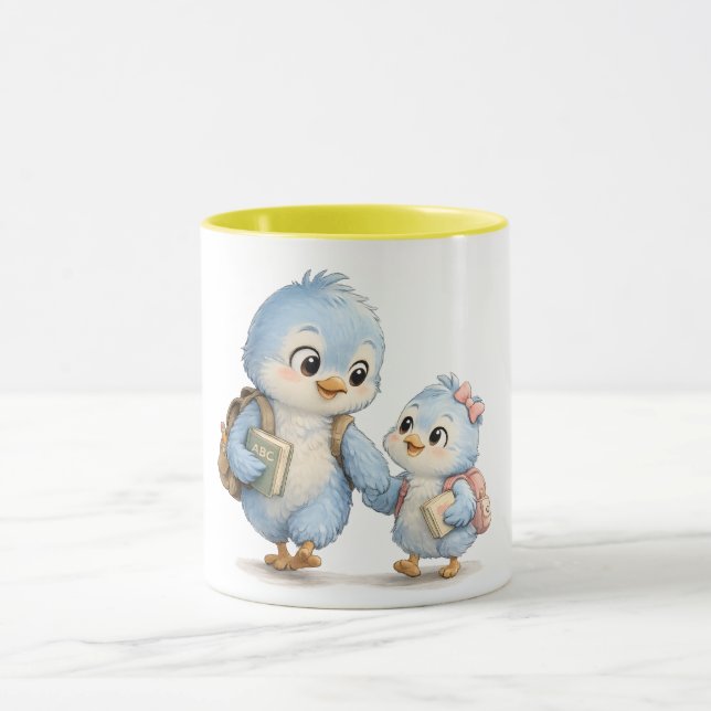 Caneca Amarela Ensolarada com Acento Azul (Centro)