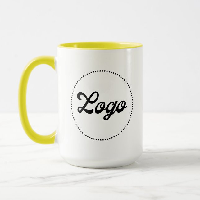 Caneca Amarela Personalizada com Logotipo Combo (Esquerda)