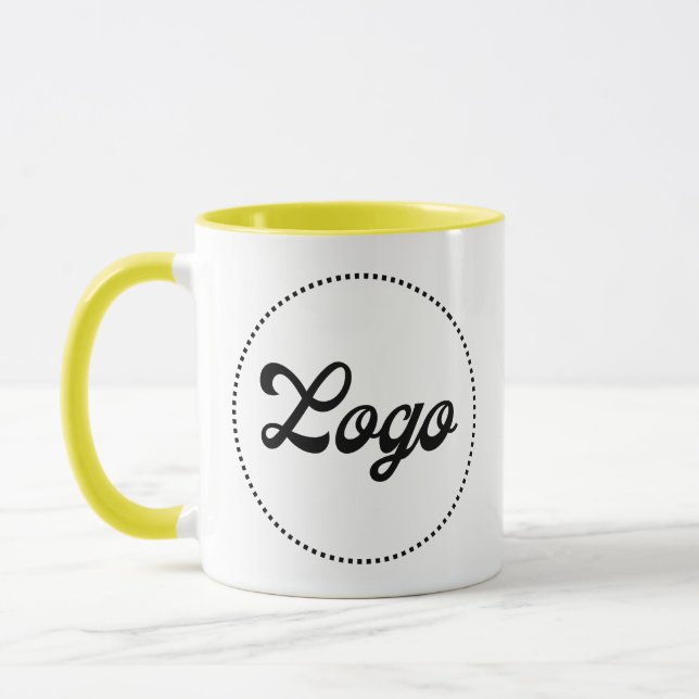 Caneca Amarela Personalizada com Logotipo Combo (Esquerda)