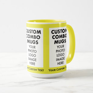 Caneca Amarelo 4:6 Quadro 3 x Foto Texto Grande Combo Per