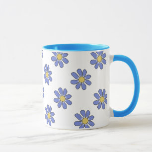 Caneca Amarelo azul romântico gráfico floral