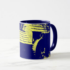 Caneca Amarelo e Marinho Blue Mabry Mill