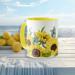 Caneca Amarelo girassol vibrador a aquarelas Verão