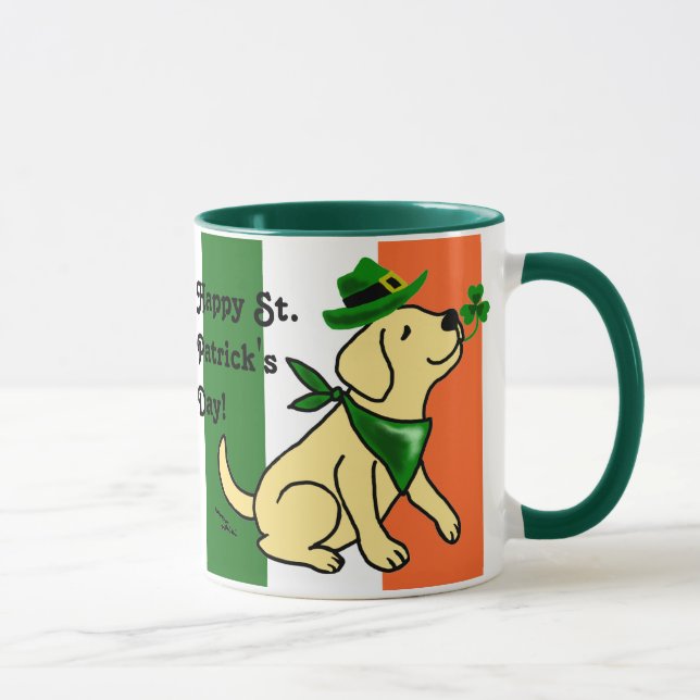 Caneca Amarelo Labrador do dia de St Patrick (Direita)