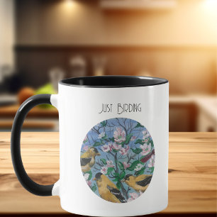 Caneca Amarelo Pintado à Mão Finch Personalizar