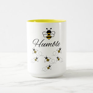 CANECA AMARELO SER HUMILDE ABELHÃO BRANCO PRETO COMBO