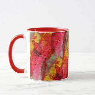 Caneca Amarelo vermelho da arte da aguarela