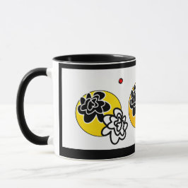 Caneca Amarelo vermelho geométrico da flor amigável da