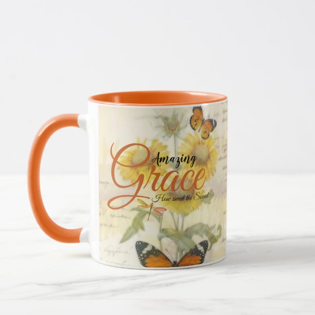 Caneca Amazing Grace Girassóis e borboleta   (Esquerda)