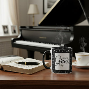 Caneca Amazing Grace música em preto e branco