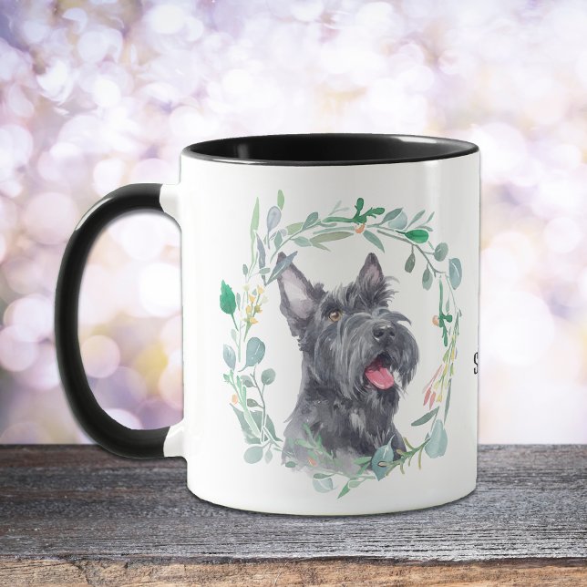 Caneca Ame A minha escocesa Terrier Wreath Coffee Mug (Criador carregado)