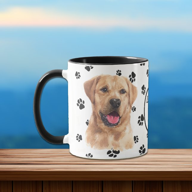 Caneca Ame A Minha Pawprint De Cachorro Do Labrador Amare (Criador carregado)