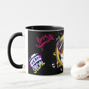 Caneca ame a si mesmo Design Legal Cara Sorridente Engraç